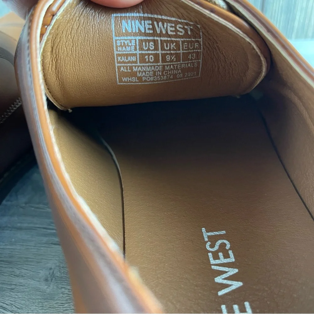 Nine West Kalani Dress Shoes Men's Cognac Leather Formal Oxford Lace Up size: 10